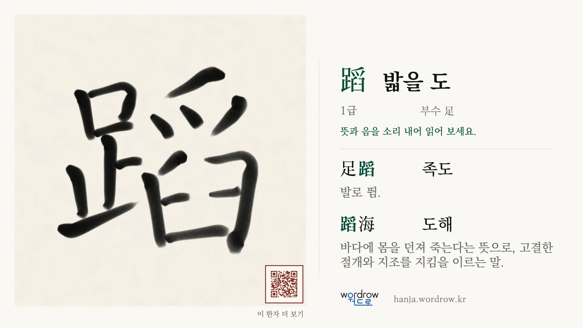 蹈 밟을 도 붓글씨 영상 미리보기