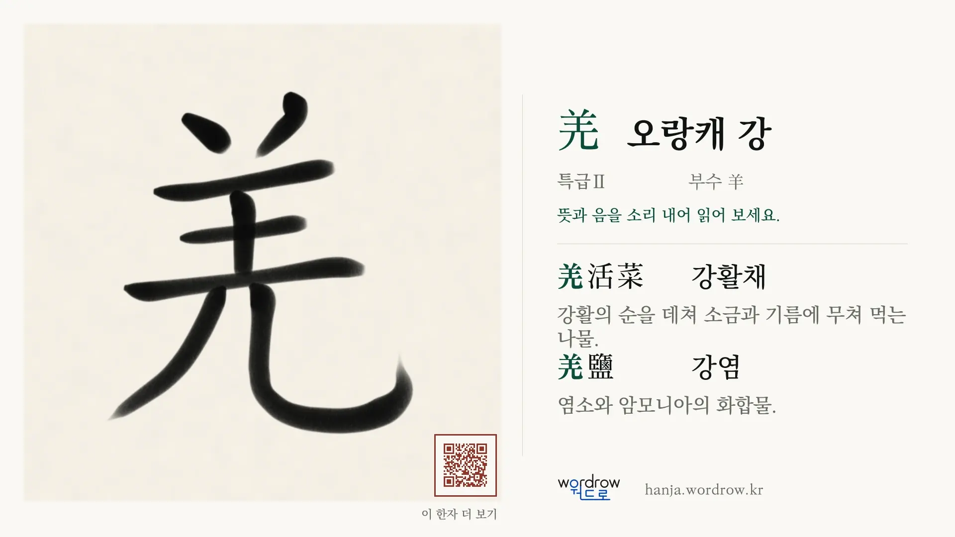 羌 오랑캐 강 붓글씨 영상 미리보기