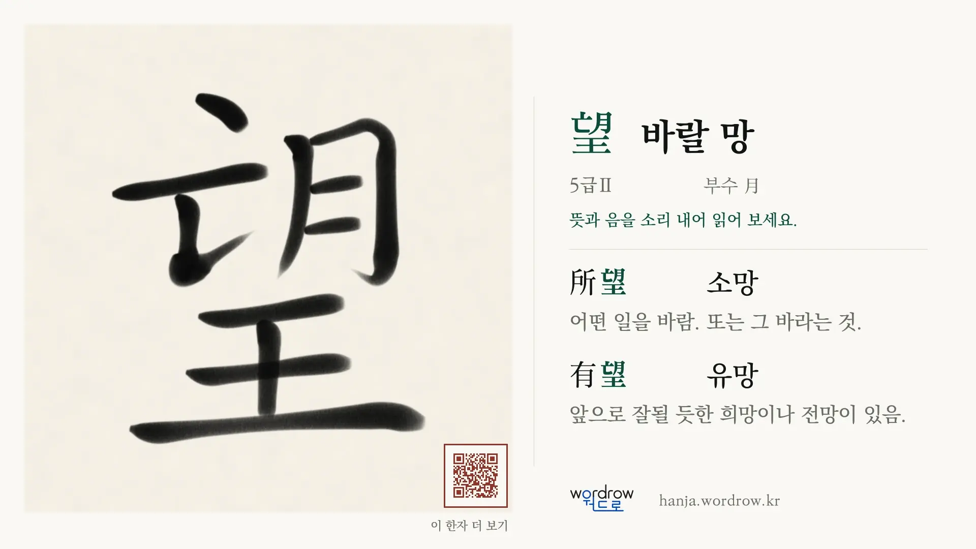 望 바랄 망 붓글씨 영상 미리보기