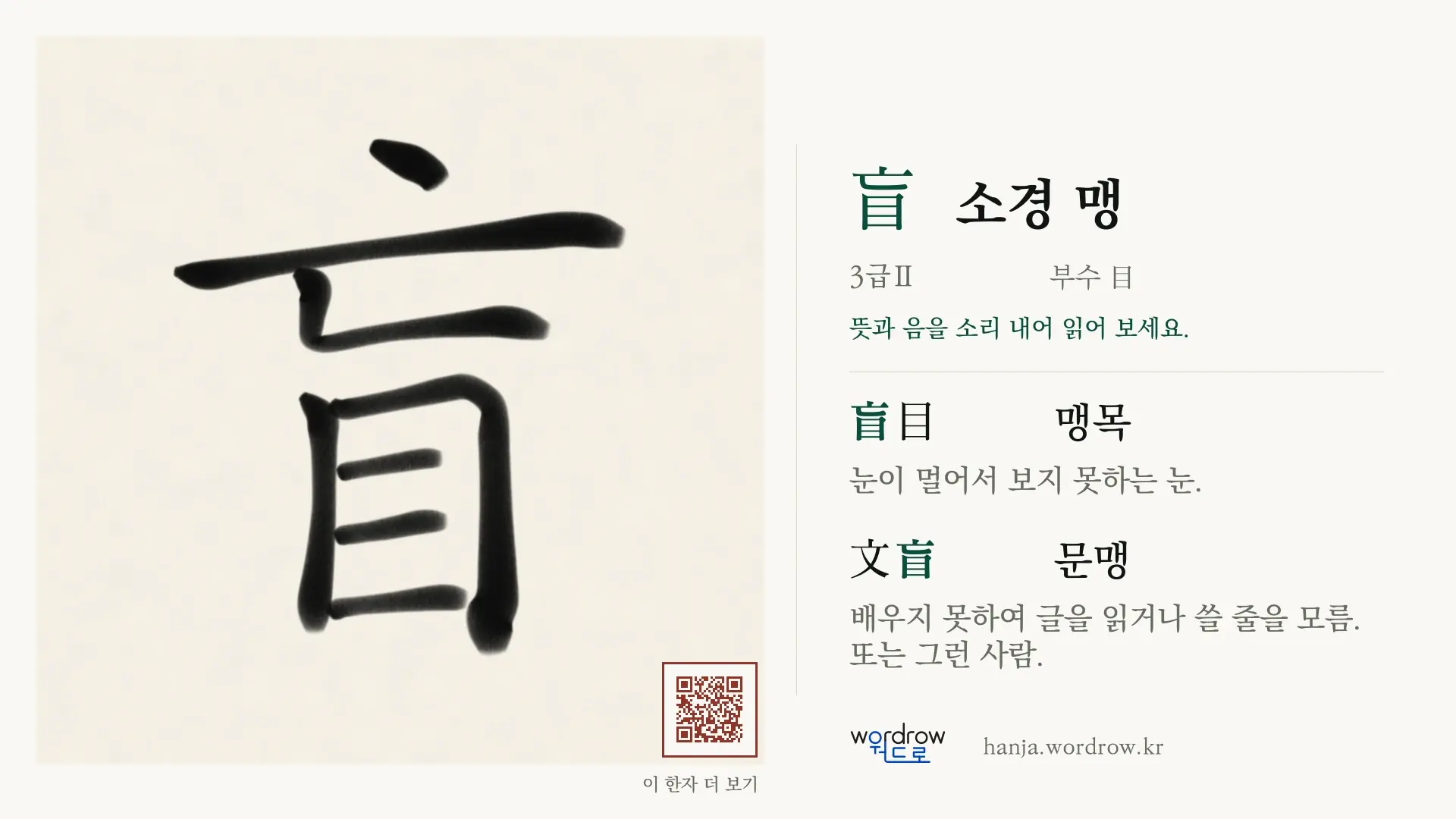 盲 소경 맹 붓글씨 영상 미리보기
