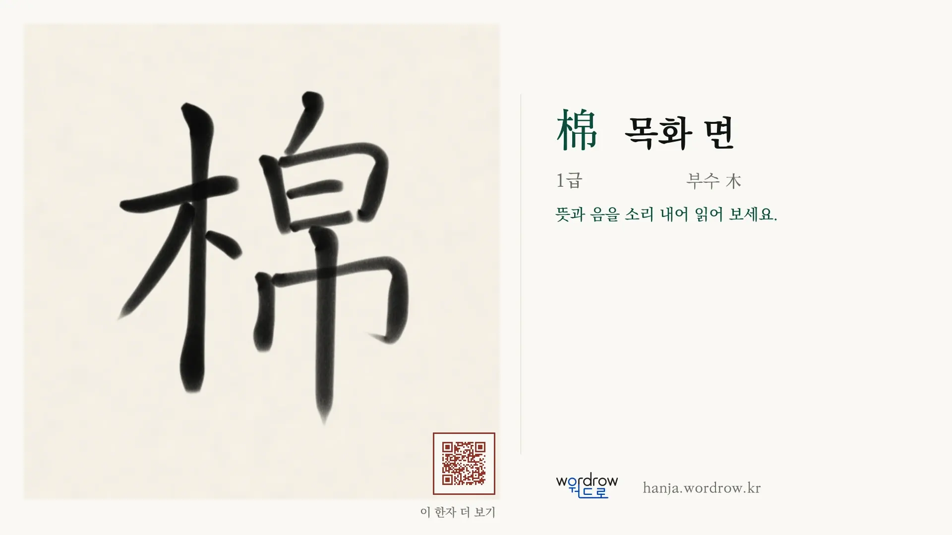 棉 목화 면 붓글씨 영상 미리보기