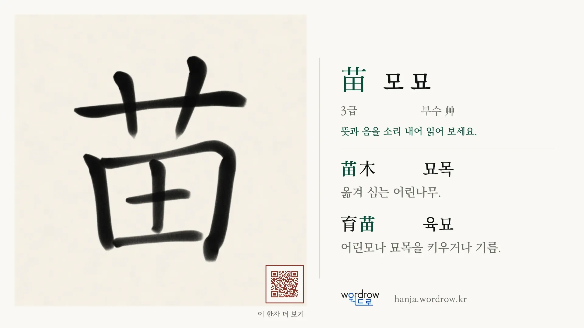 苗 모 묘 붓글씨 영상 미리보기