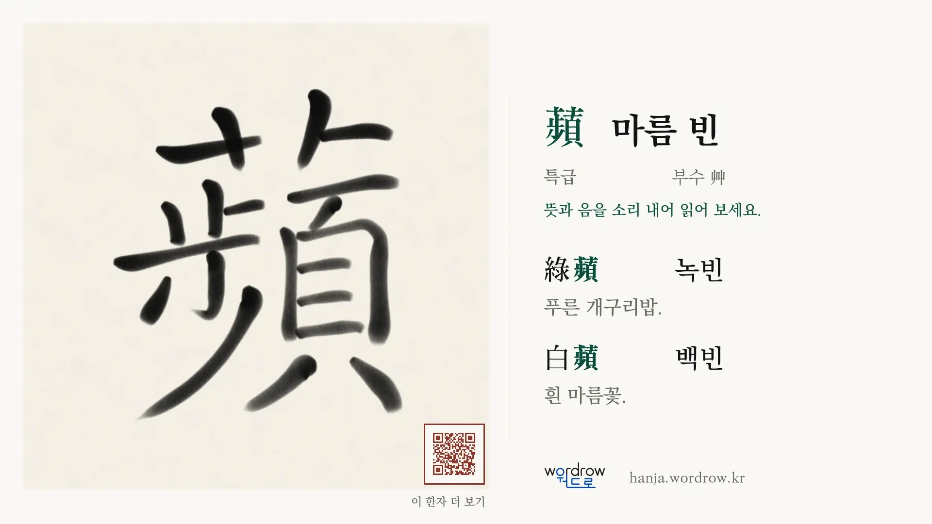 蘋 마름 빈 붓글씨 영상 미리보기