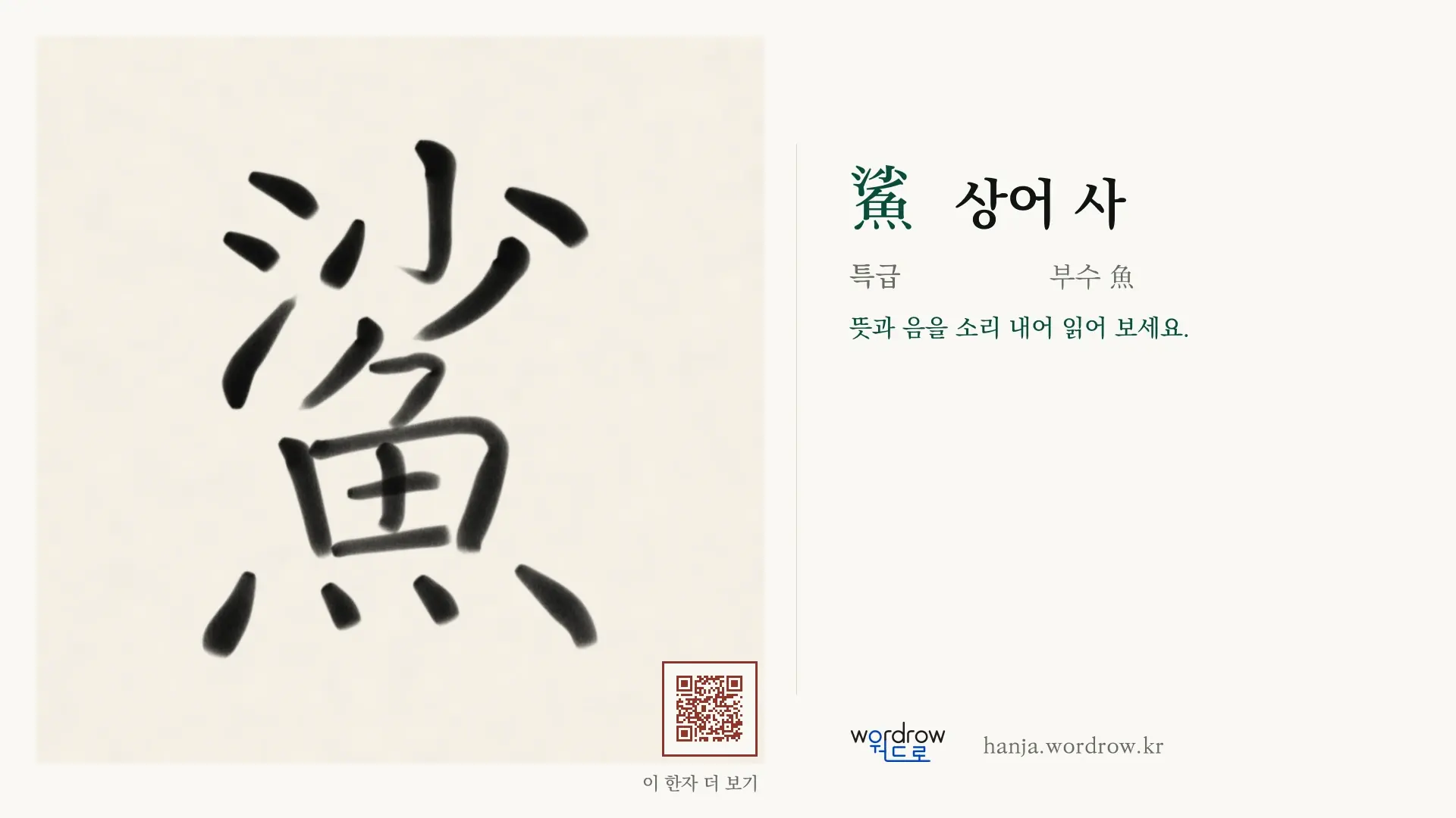 鯊 상어 사 붓글씨 영상 미리보기