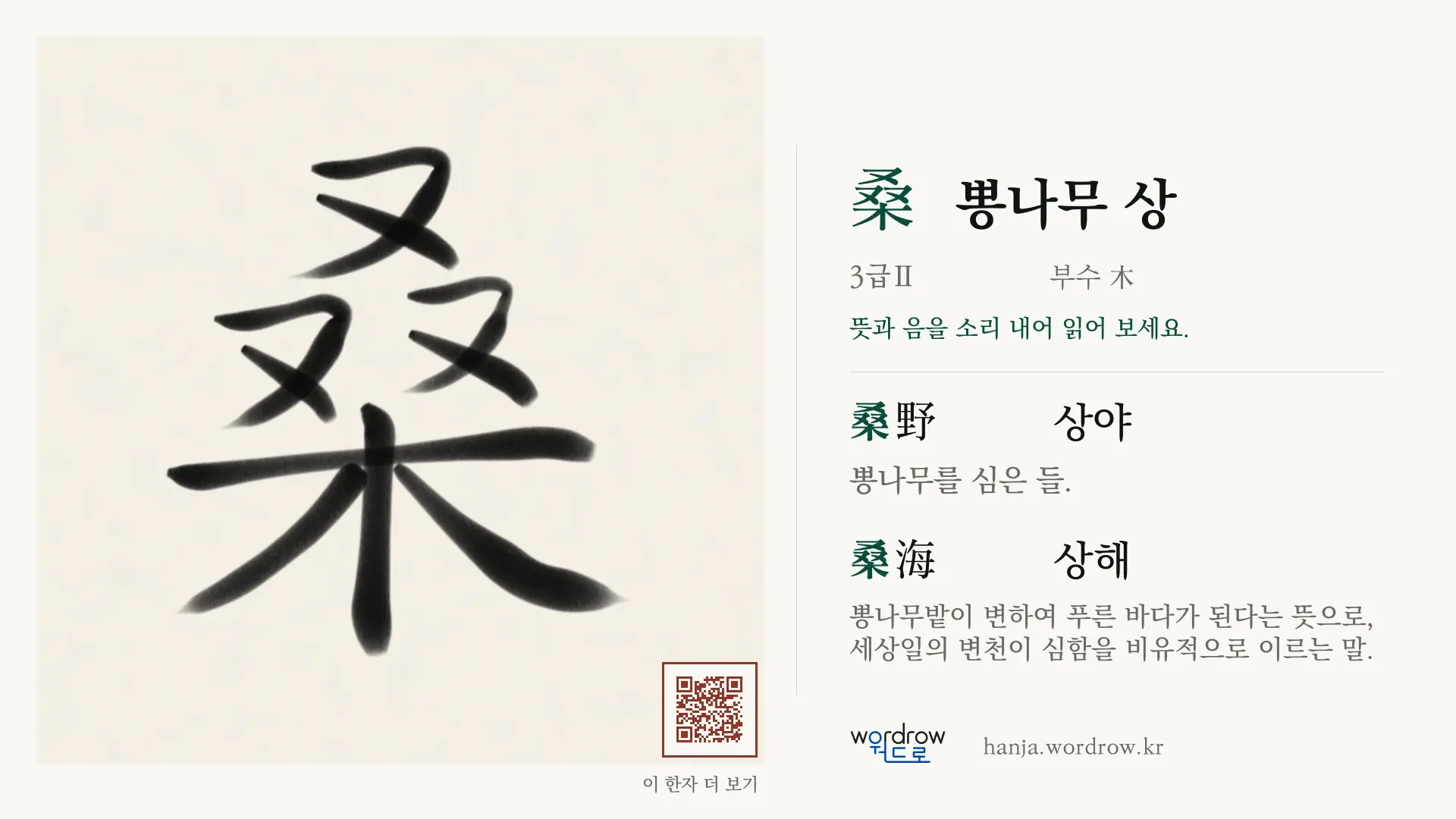桑 뽕나무 상 붓글씨 영상 미리보기