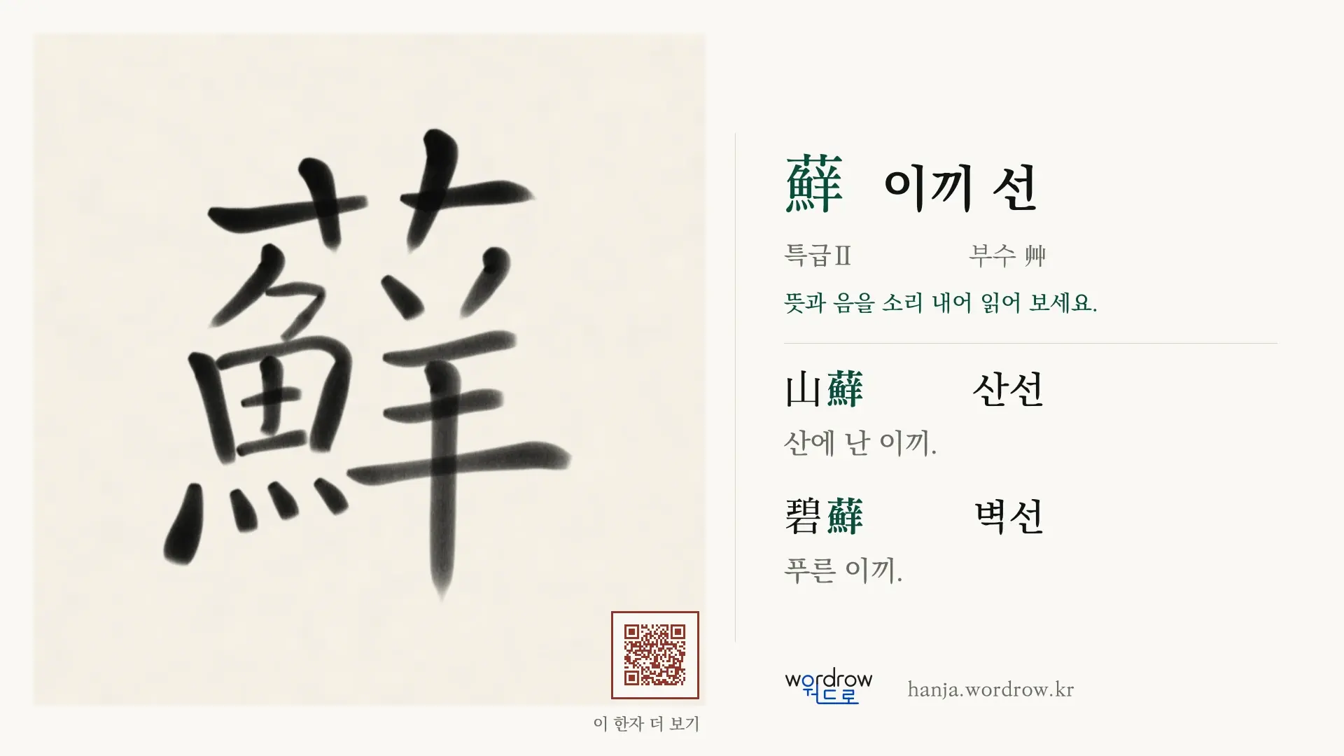 蘚 이끼 선 붓글씨 영상 미리보기