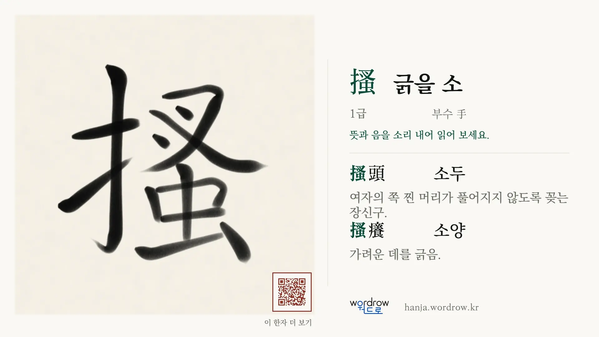 搔 긁을 소 붓글씨 영상 미리보기