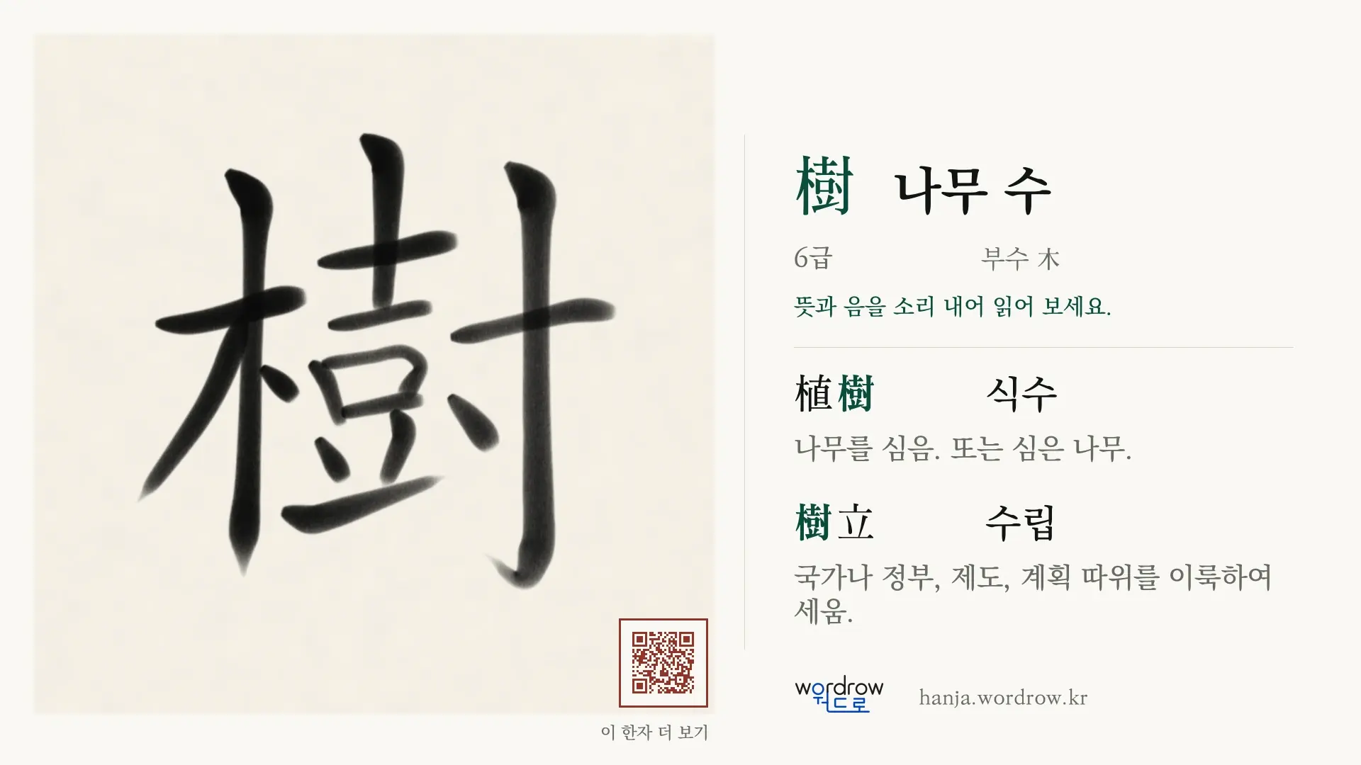 樹 나무 수 붓글씨 영상 미리보기