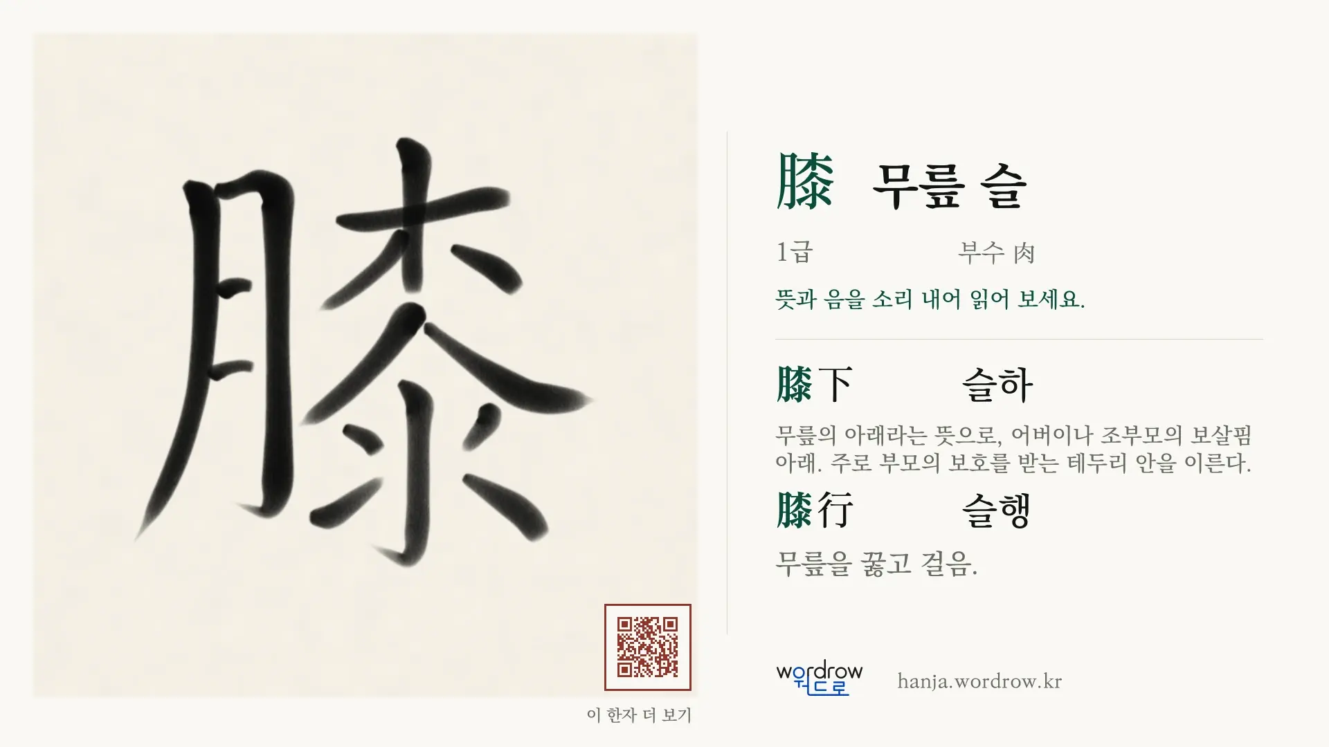 膝 무릎 슬 붓글씨 영상 미리보기