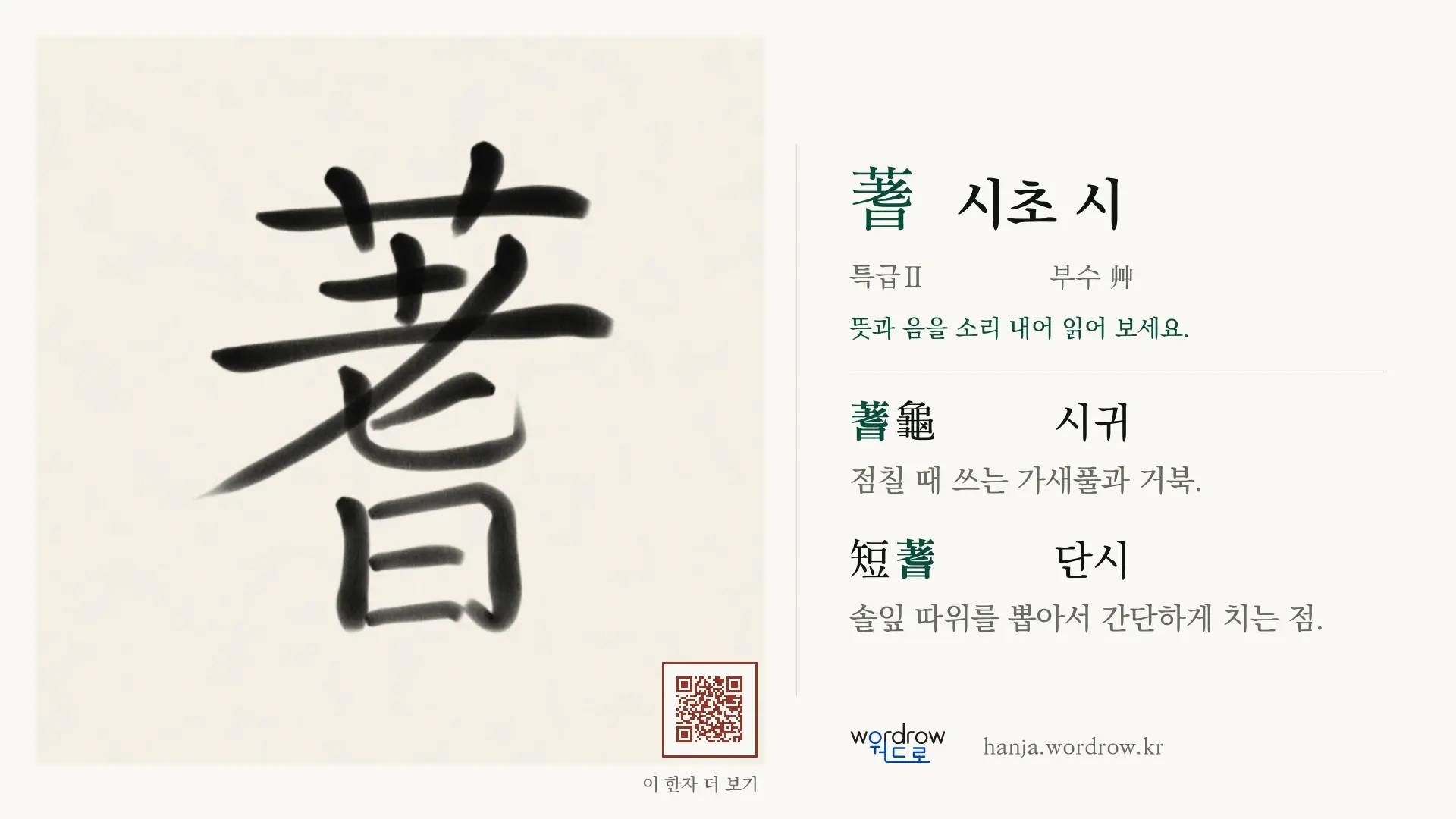 蓍 시초 시 붓글씨 영상 미리보기