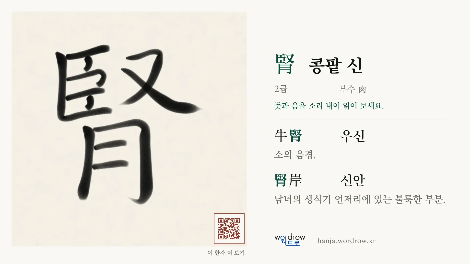 腎 콩팥 신 붓글씨 영상 미리보기