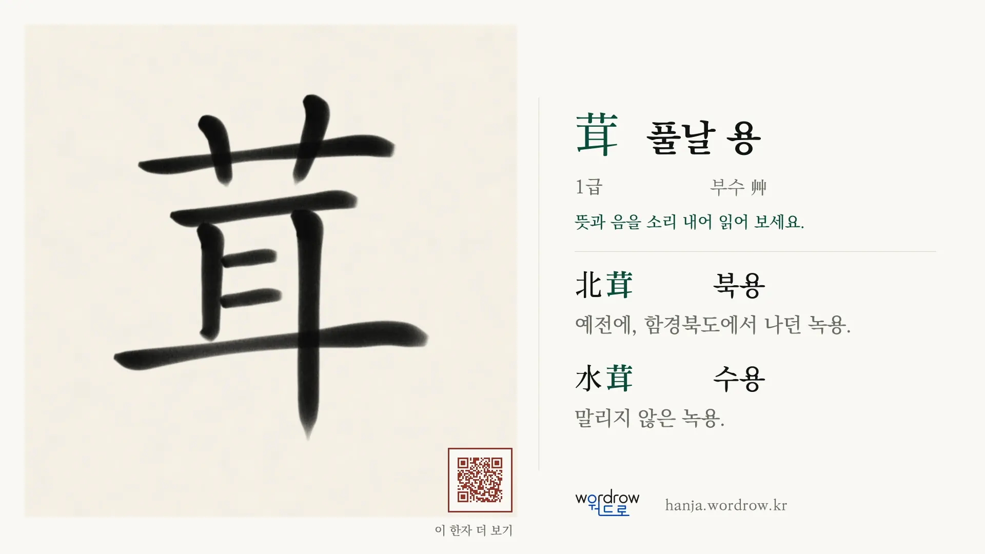 茸 풀날 용 붓글씨 영상 미리보기