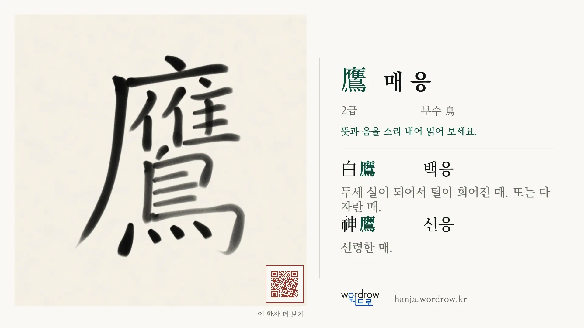 鷹 매 응 붓글씨 영상 미리보기