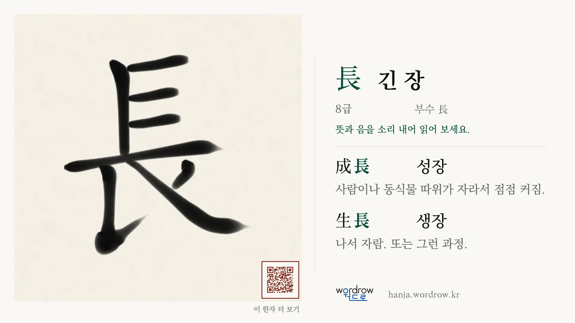 長 긴 장 붓글씨 영상 미리보기