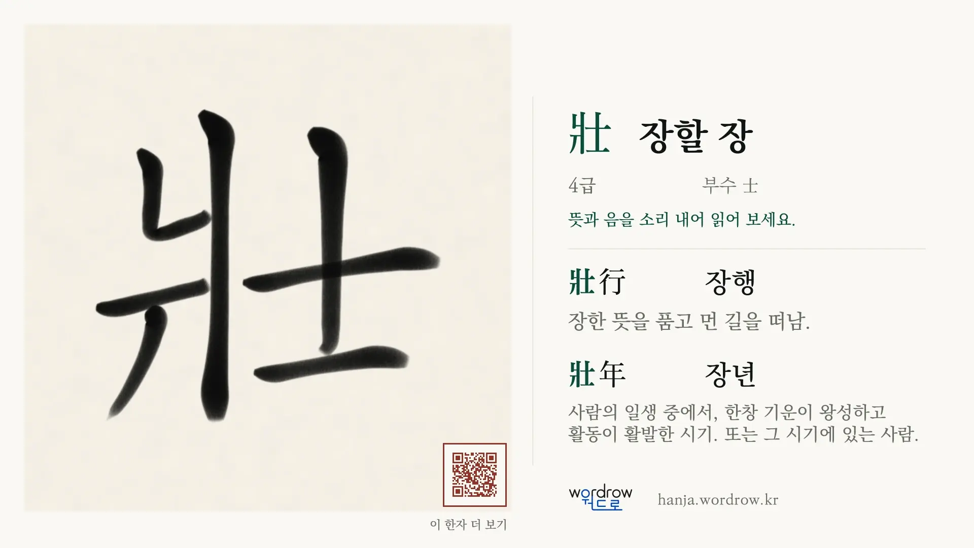 壯 장할 장 붓글씨 영상 미리보기