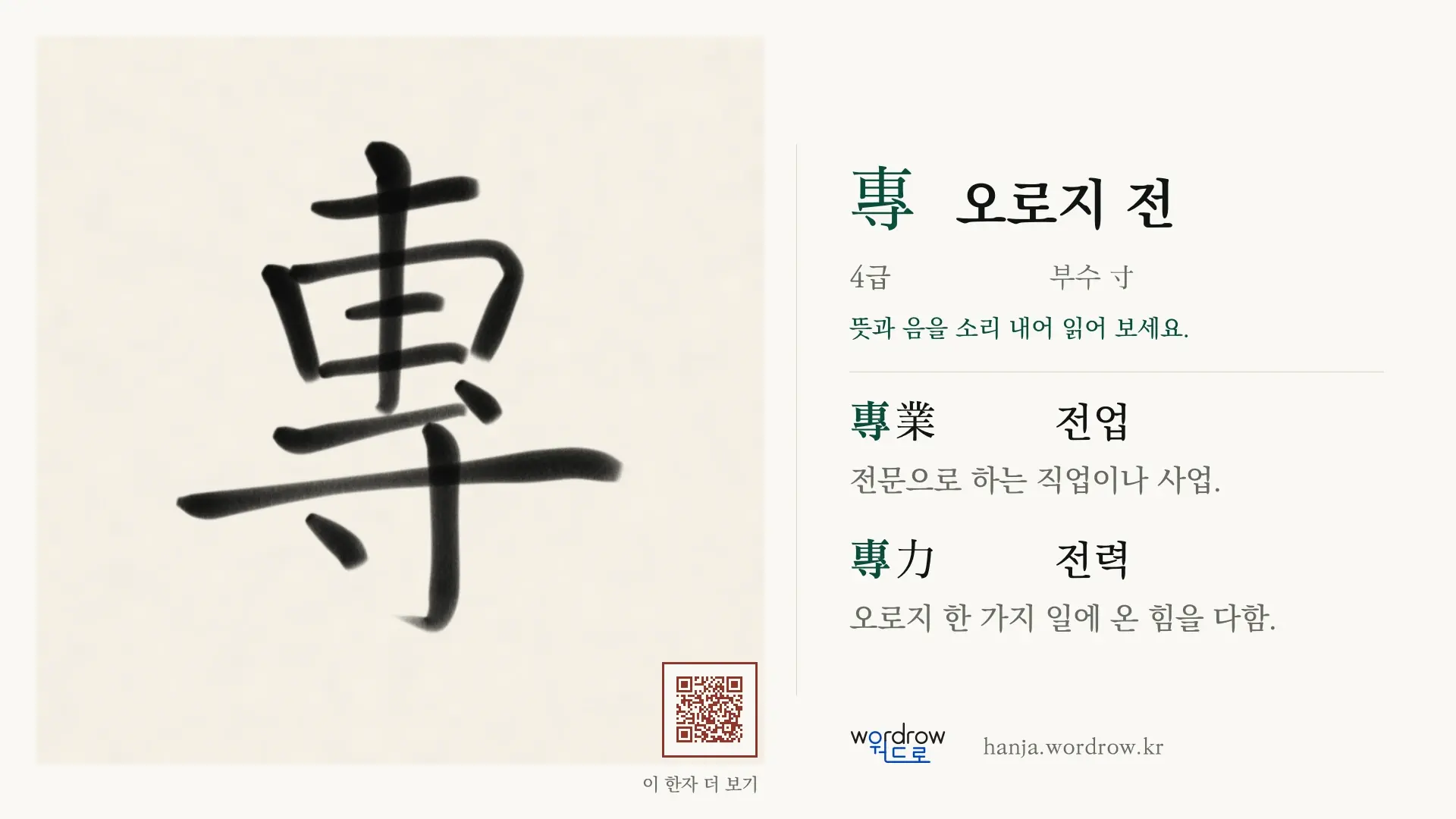 專 오로지 전 붓글씨 영상 미리보기