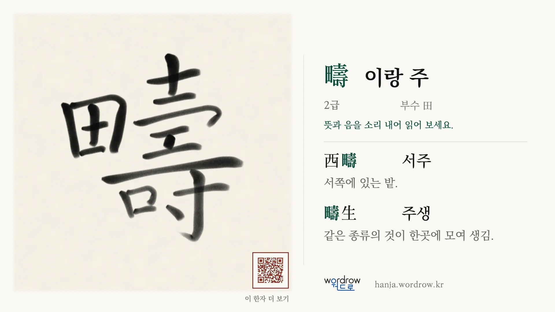 疇 이랑 주 붓글씨 영상 미리보기