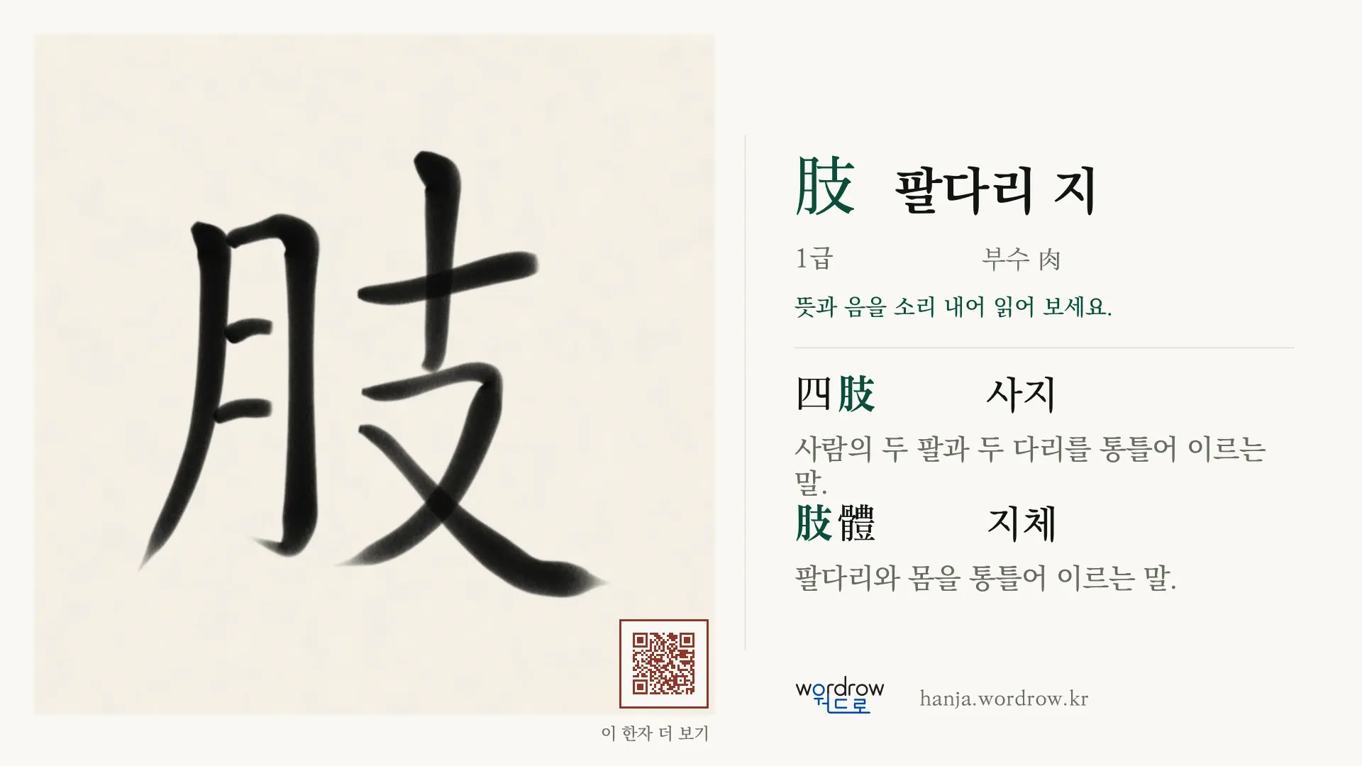 肢 팔다리 지 붓글씨 영상 미리보기