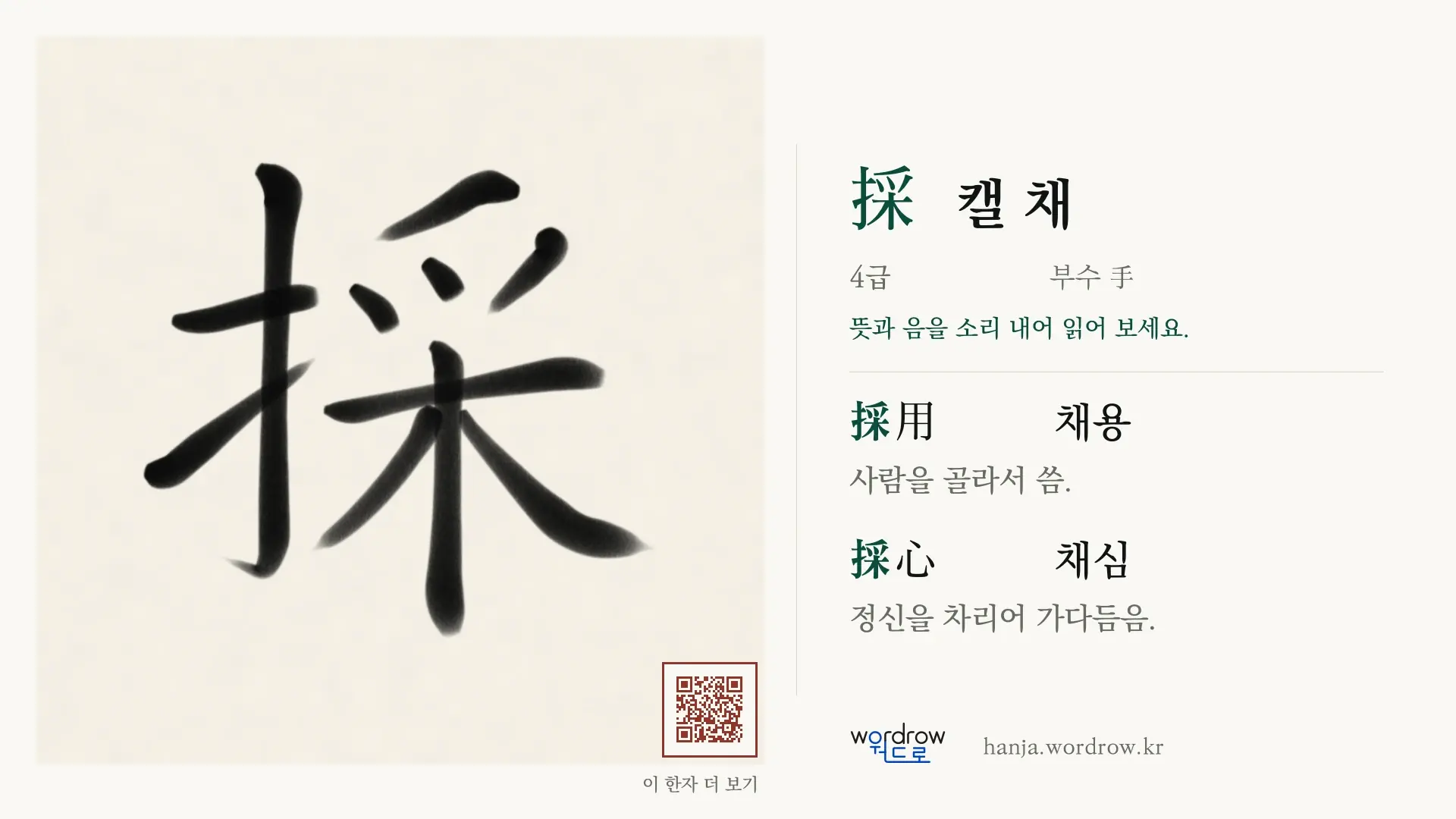 採 캘 채 붓글씨 영상 미리보기