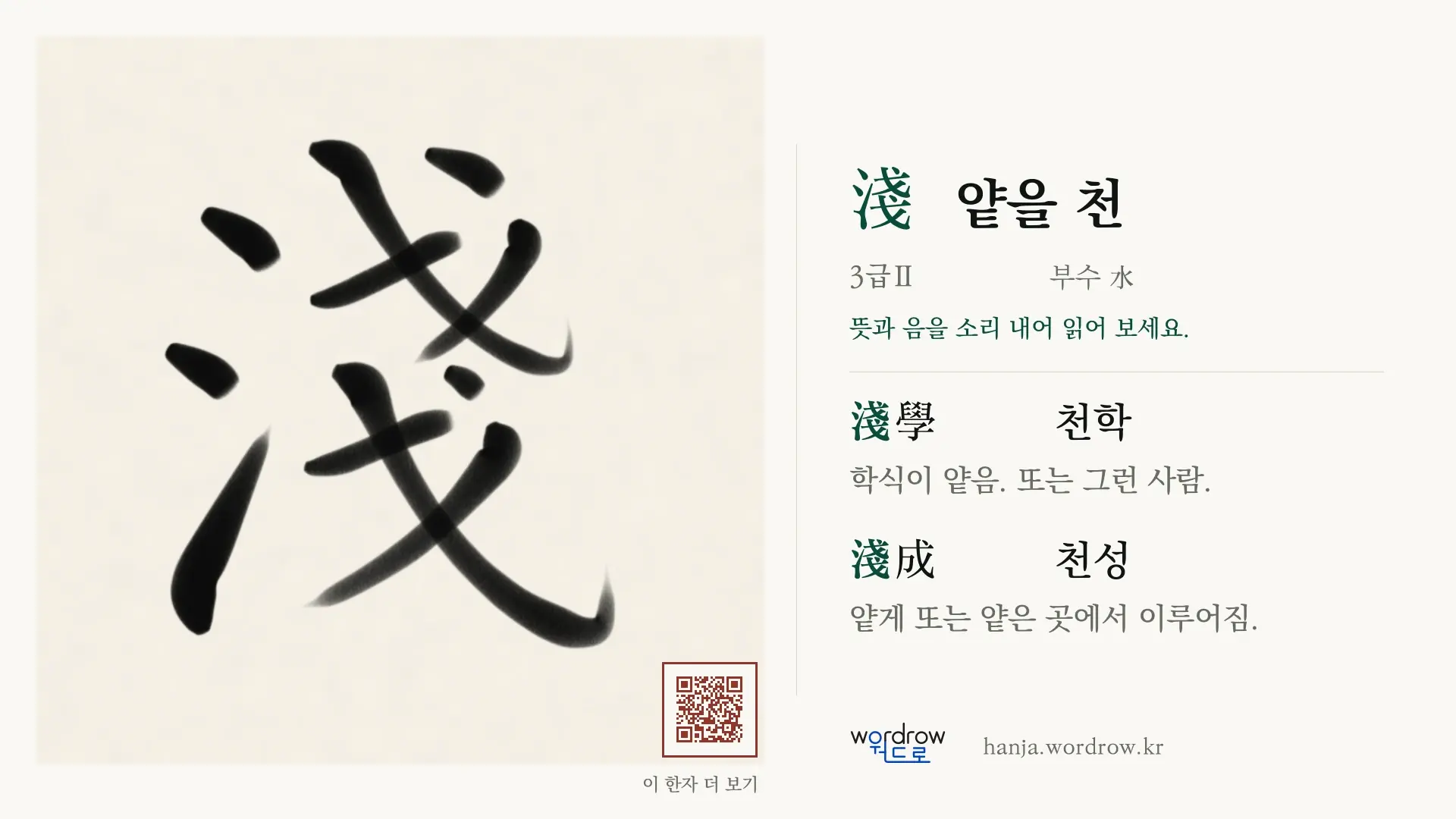淺 얕을 천 붓글씨 영상 미리보기