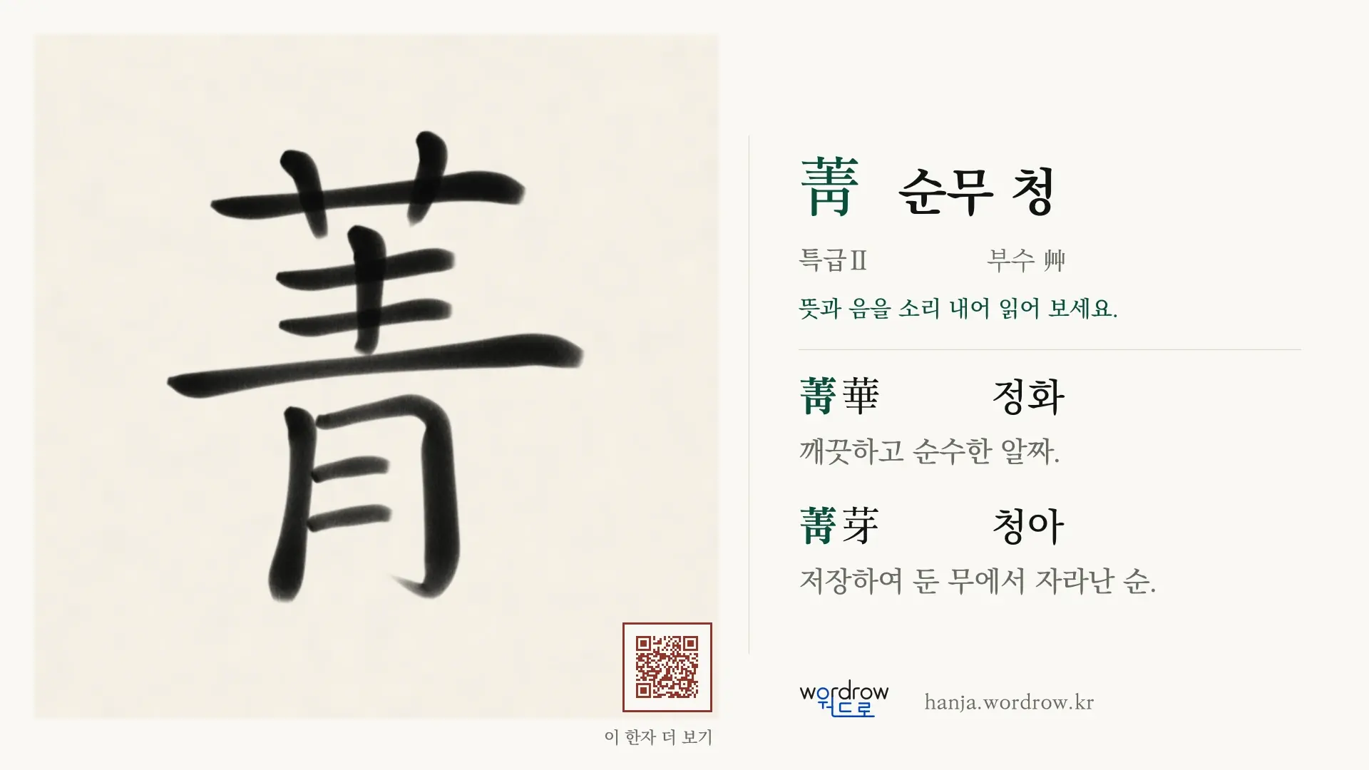 菁 순무 청 붓글씨 영상 미리보기