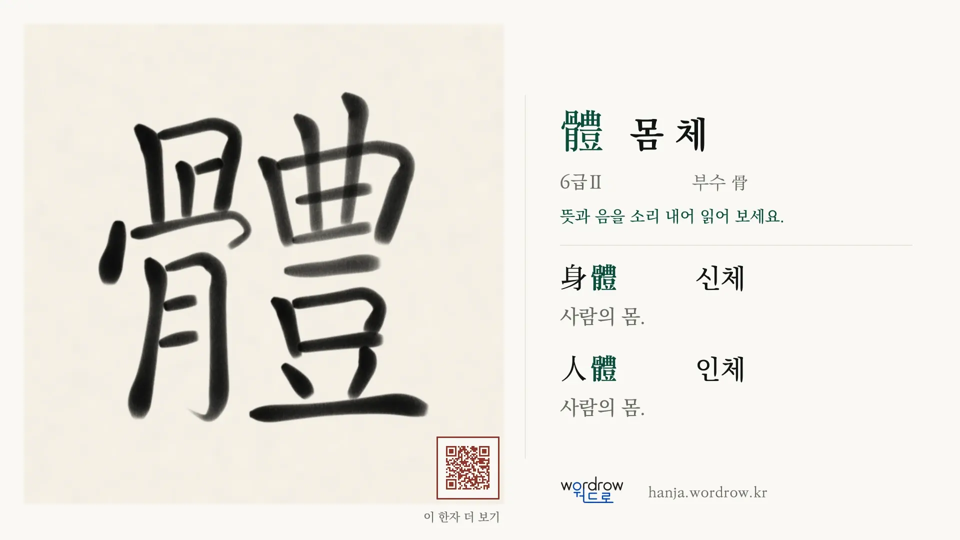 體 몸 체 붓글씨 영상 미리보기