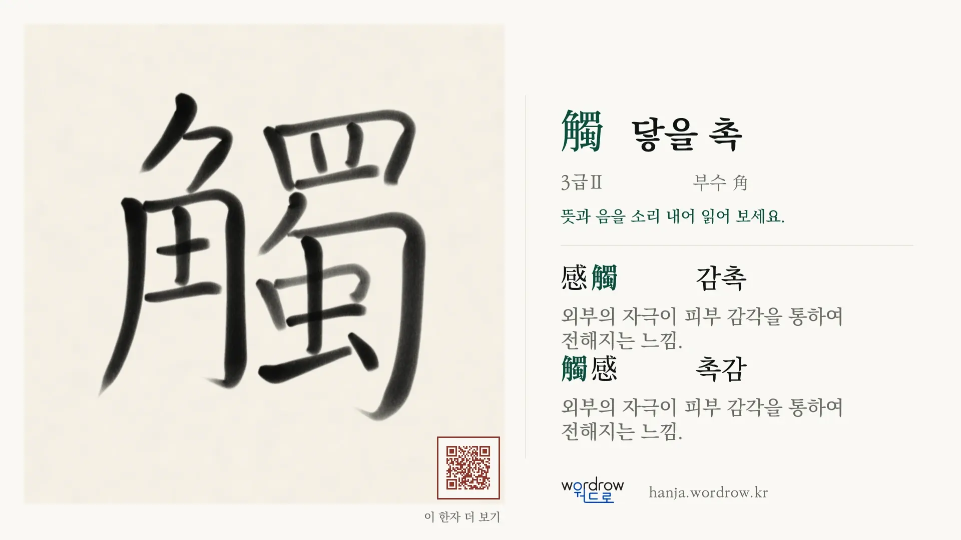 觸 닿을 촉 붓글씨 영상 미리보기