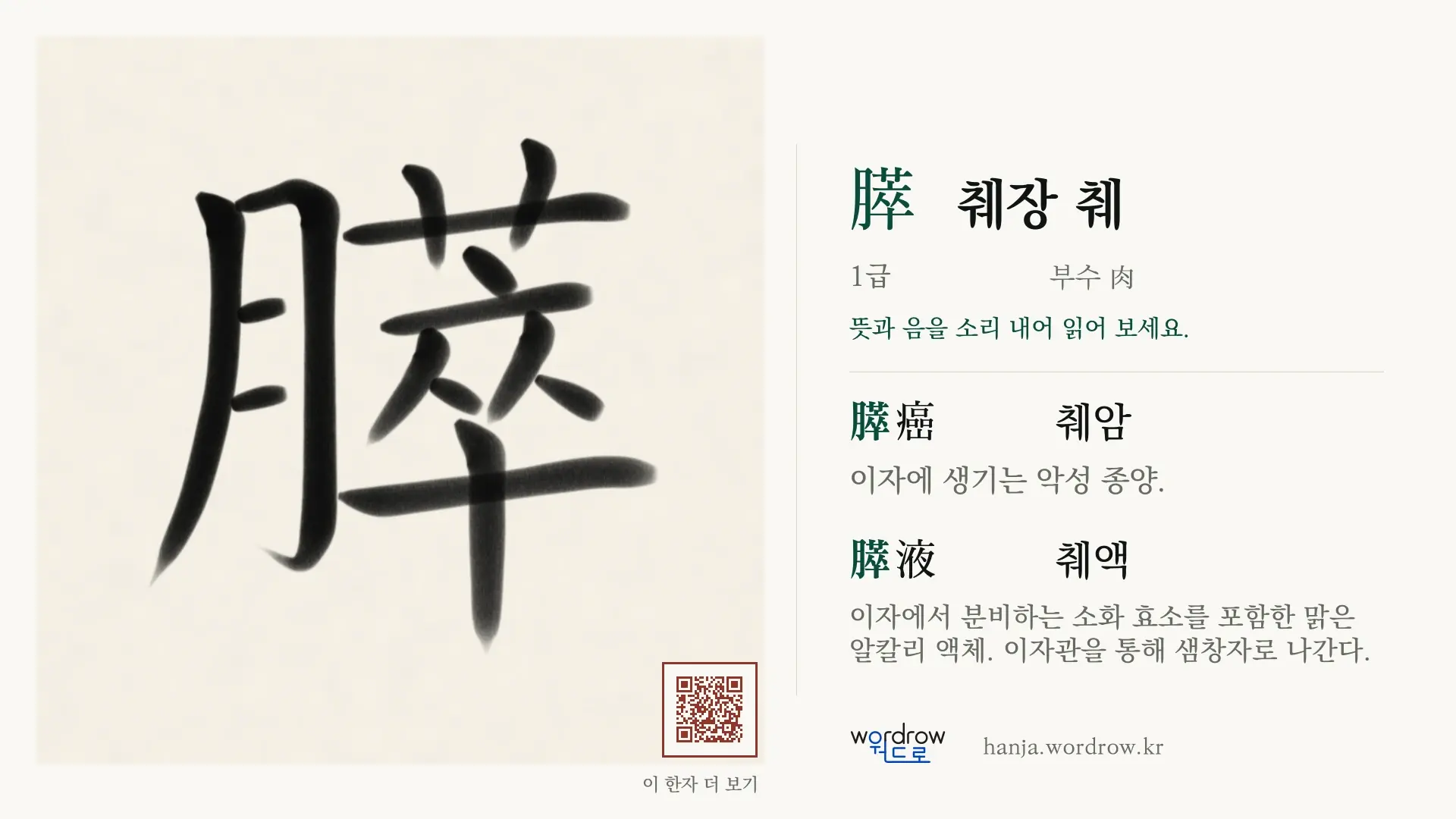 膵 췌장 췌 붓글씨 영상 미리보기