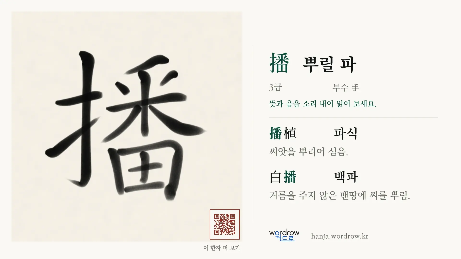 播 뿌릴 파 붓글씨 영상 미리보기