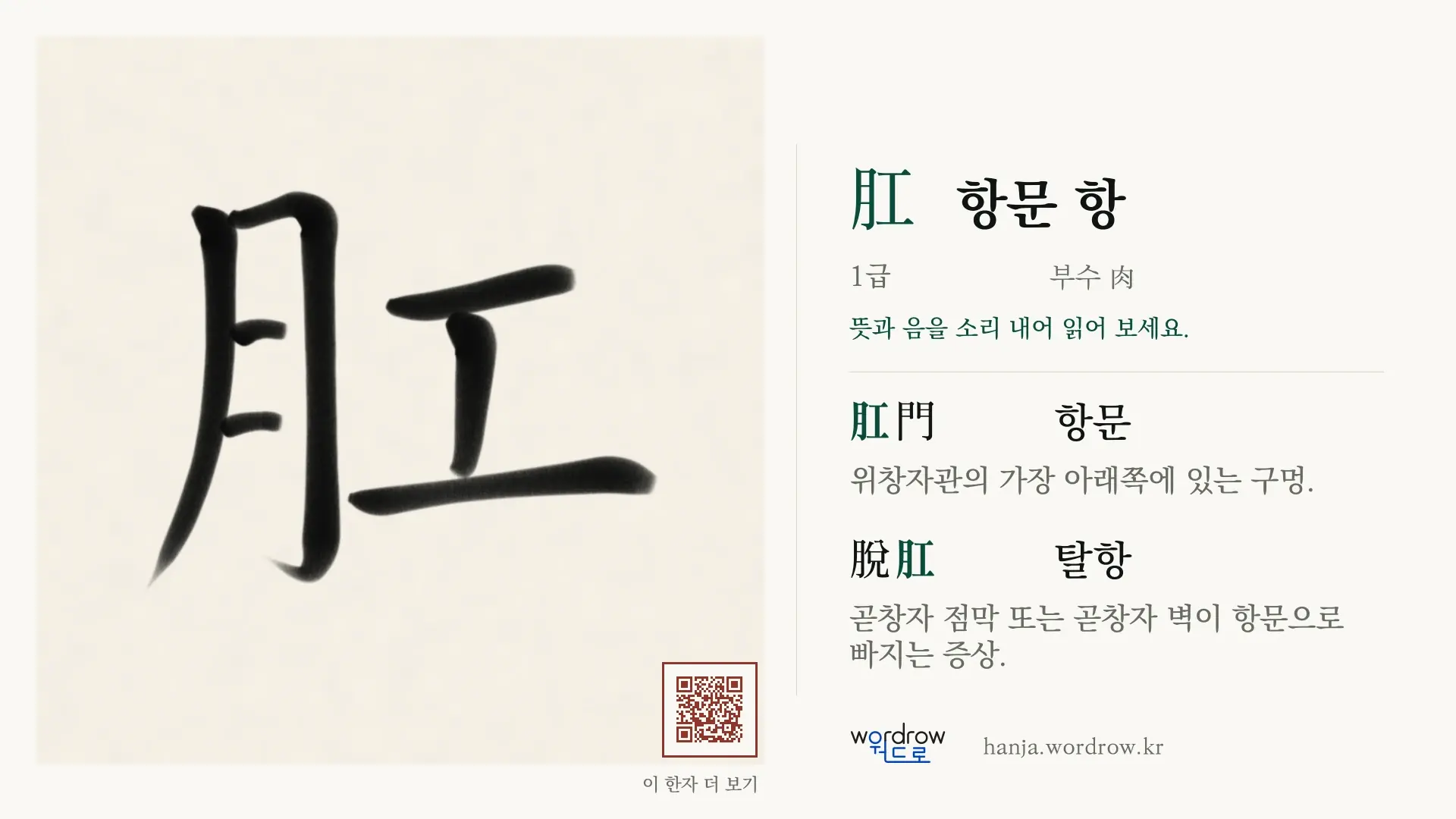 肛 항문 항 붓글씨 영상 미리보기