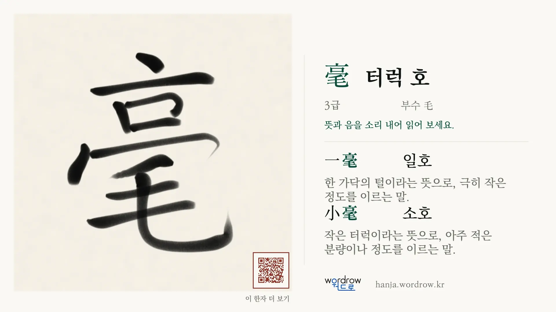 毫 터럭 호 붓글씨 영상 미리보기