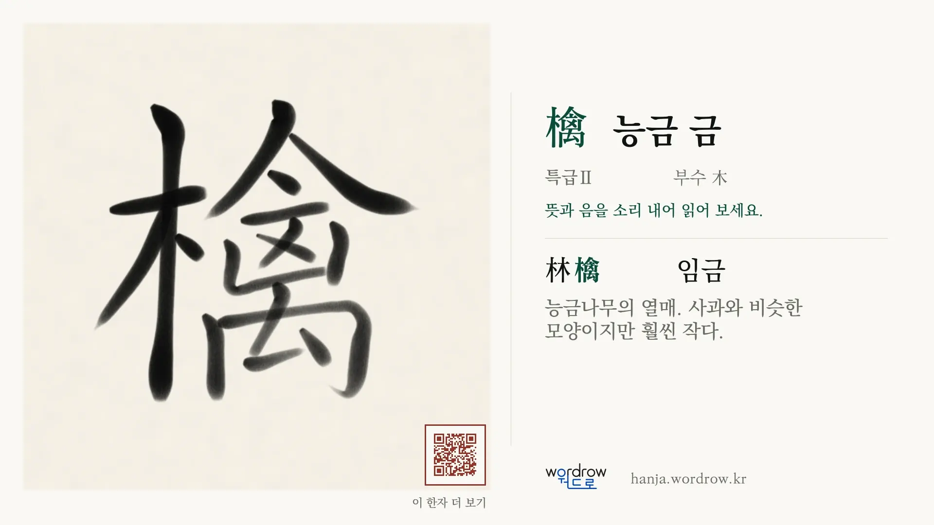 檎 능금 금 붓글씨 영상 미리보기