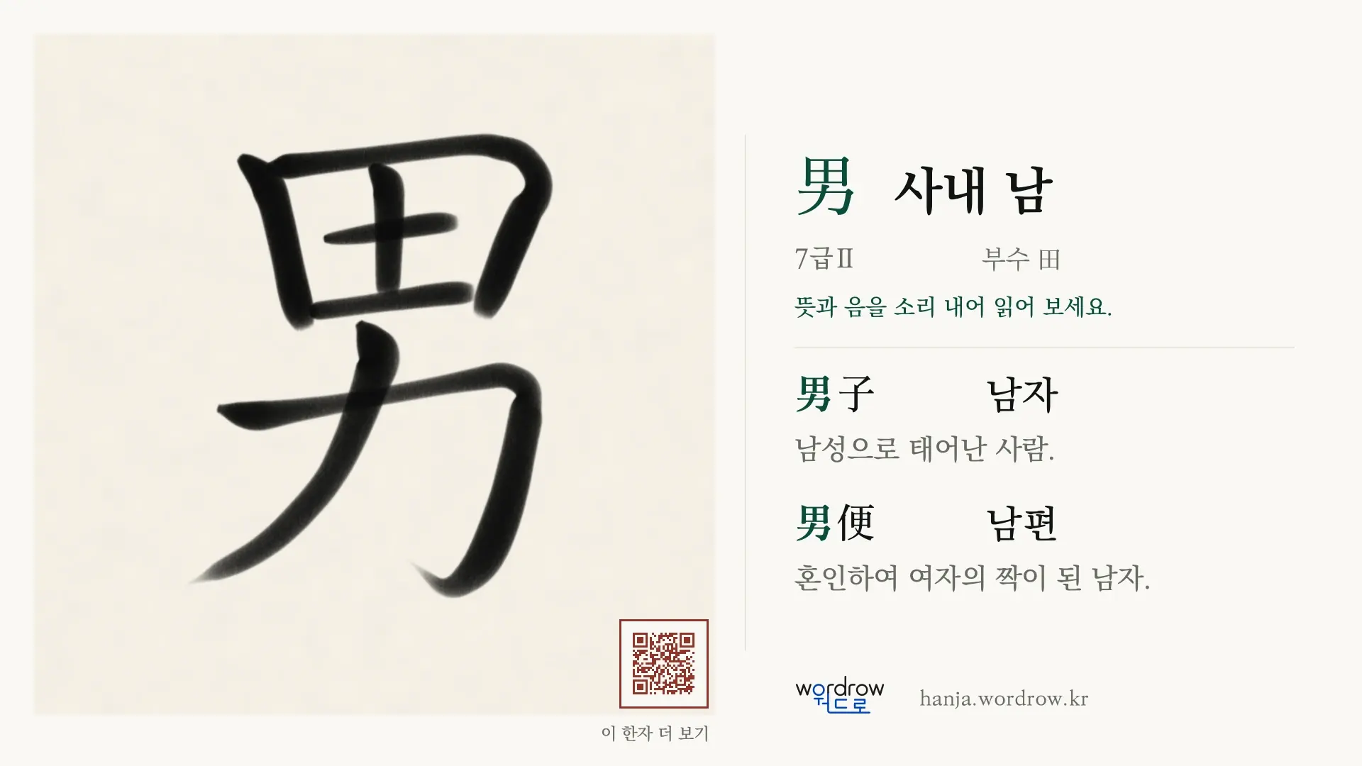 男 사내 남 붓글씨 영상 미리보기
