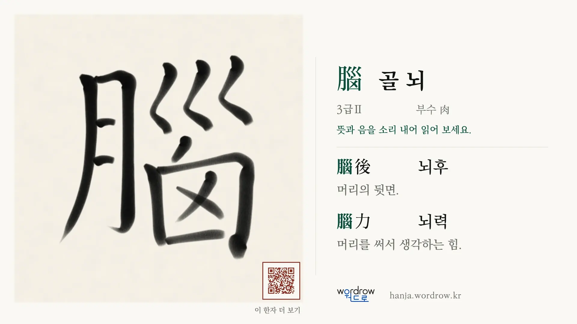 腦 골 뇌 붓글씨 영상 미리보기