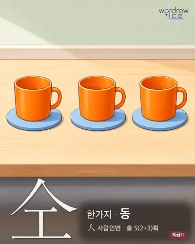 仝 (한가지[同] 동) - 특급Ⅱ 한자 일러스트 카드