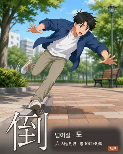 倒 (넘어질 도) - 3급Ⅱ 썸네일