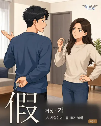 假 (거짓 가) - 4급Ⅱ 썸네일
