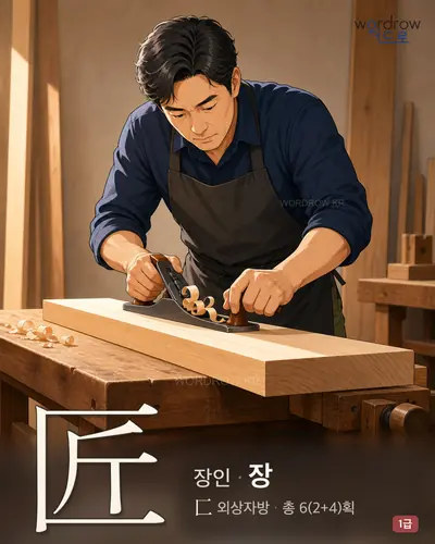 匠 (장인 장) - 1급 한자 일러스트 카드