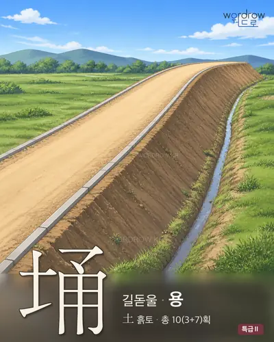 埇 (길돋울 용) - 특급Ⅱ 한자 일러스트 카드