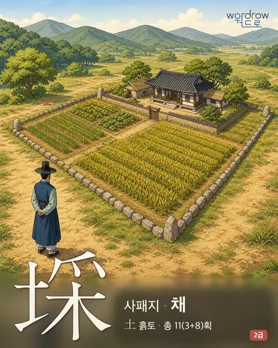 埰 (사패지(賜牌地) 채) - 2급 한자 일러스트 카드
