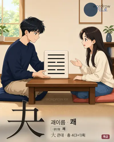 夬 (괘이름 쾌) - 특급 한자 일러스트 카드