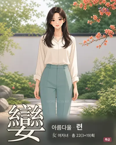 孌 (아름다울 련) - 특급 한자 일러스트 카드