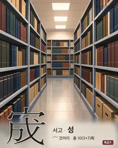 宬 (서고 성) - 특급Ⅱ 한자 일러스트 카드