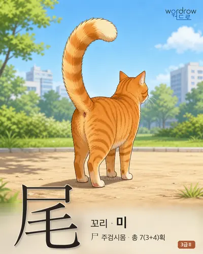 尾 (꼬리 미) - 3급Ⅱ 썸네일