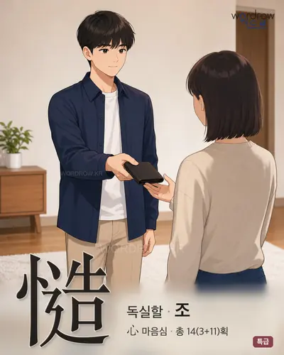 慥 (독실할 조) - 특급 한자 일러스트 카드