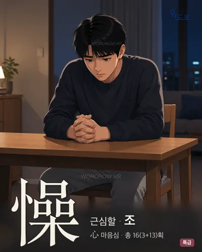懆 (근심할 조) - 특급 한자 일러스트 카드