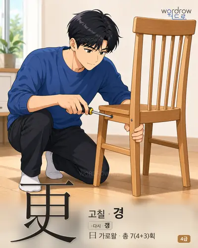 更 (고칠 경) - 4급 썸네일