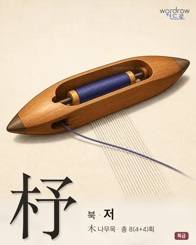杼 (북(織具) 저) - 특급 한자 일러스트 카드