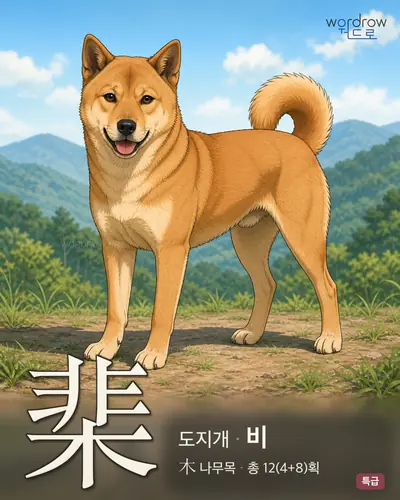 棐 (도지개 비) - 특급 한자 일러스트 카드