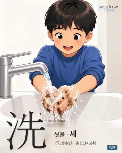 洗 (씻을 세) - 5급Ⅱ 썸네일